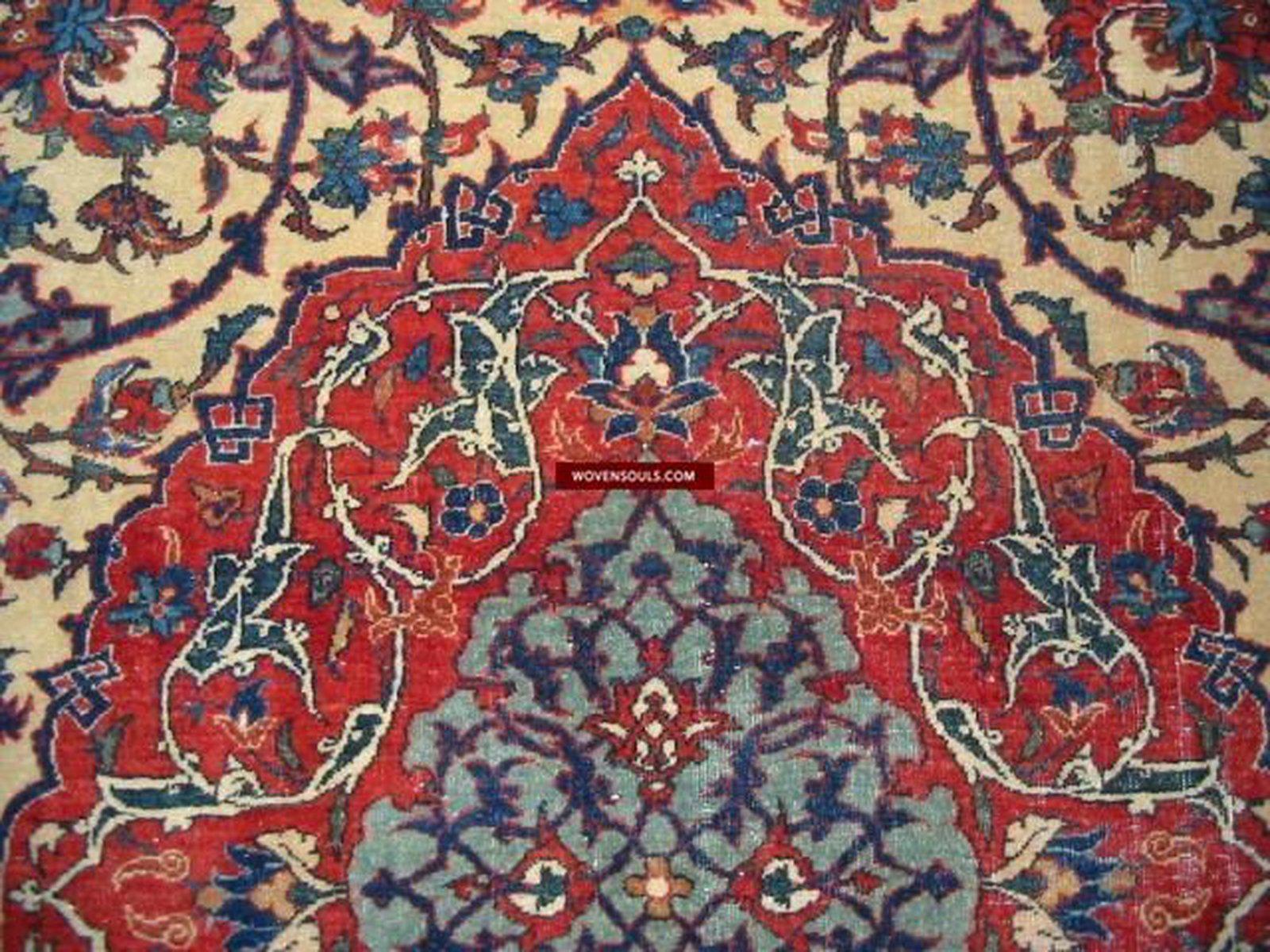 101 Gorgeous Antique Isfashan Rug Carpet - Cotton Foundation-WOVENSOULS-Antique-Vintage-Textiles-Art-Decor