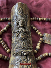 1015 Set - Antique Tantric Buddhist Head Priest's Ceremonial Costume - Carved Bone-WOVENSOULS-Antique-Vintage-Textiles-Art-Decor