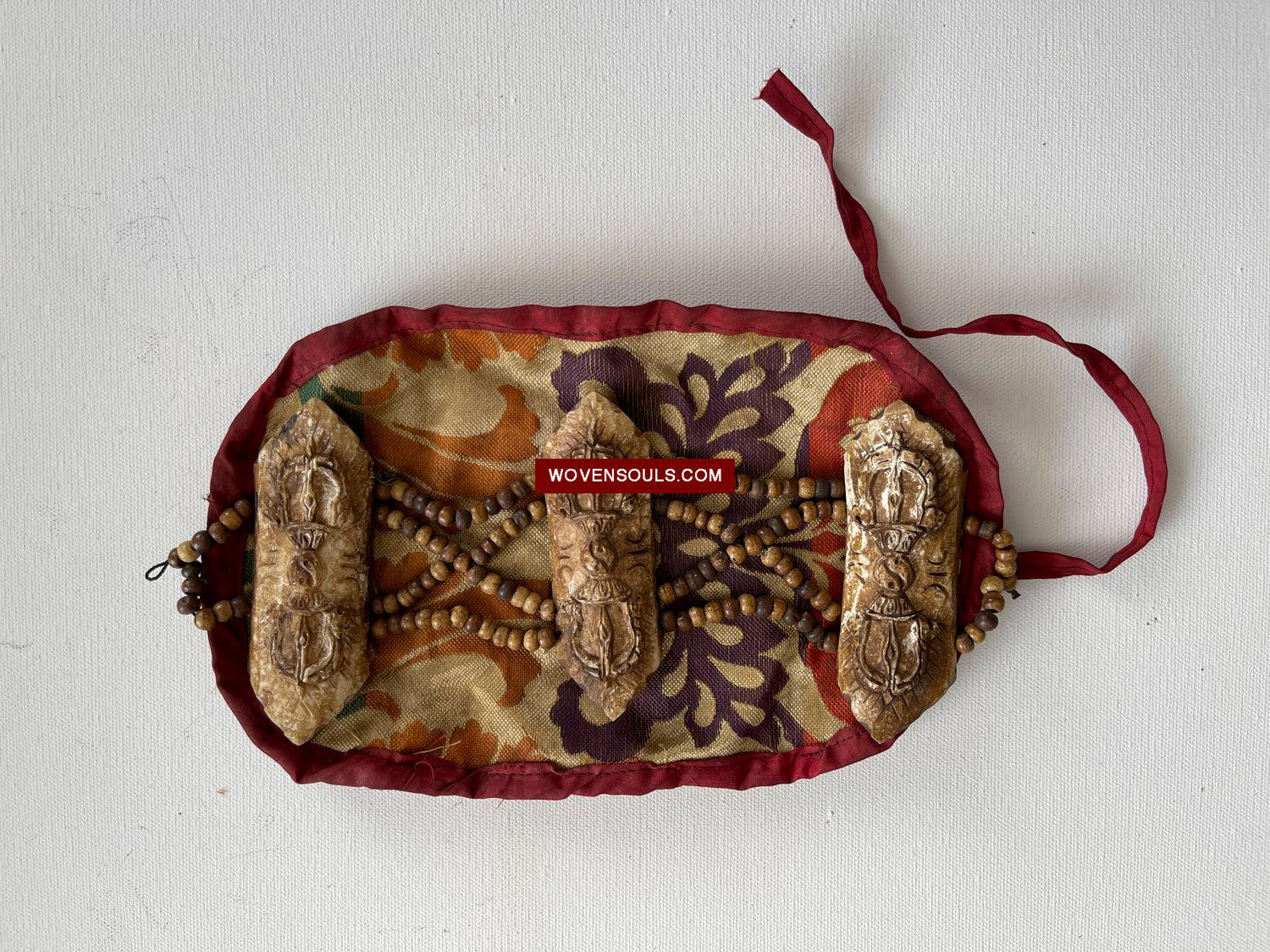 1015 SOLD - Antique Tantric Buddhist Head Priest's Ceremonial Costume - Carved Bone-WOVENSOULS Antique Textiles &amp; Art Gallery