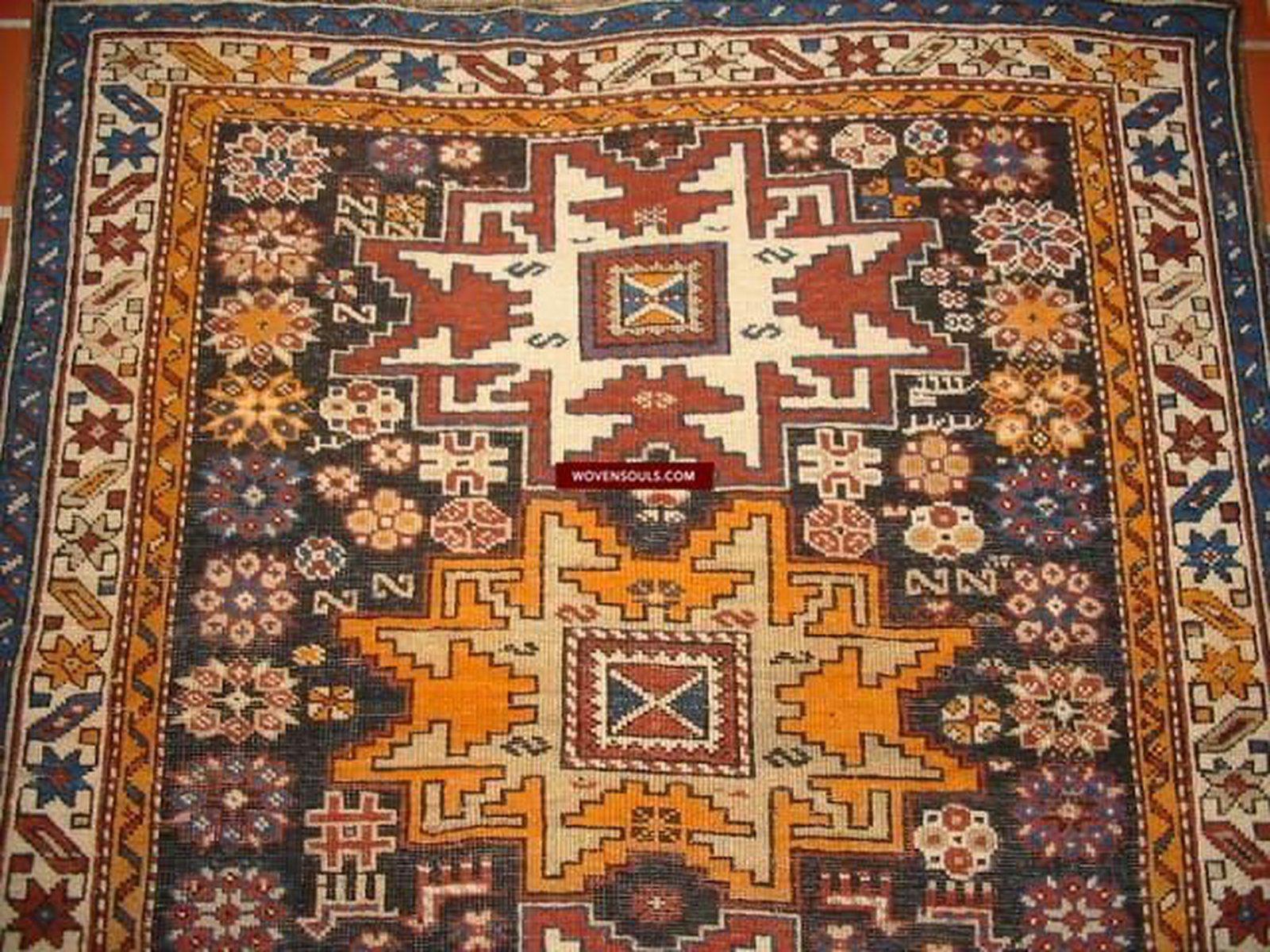 102 SOLD Antique Lesghi Star Caucasian Village Rug-WOVENSOULS-Antique-Vintage-Textiles-Art-Decor
