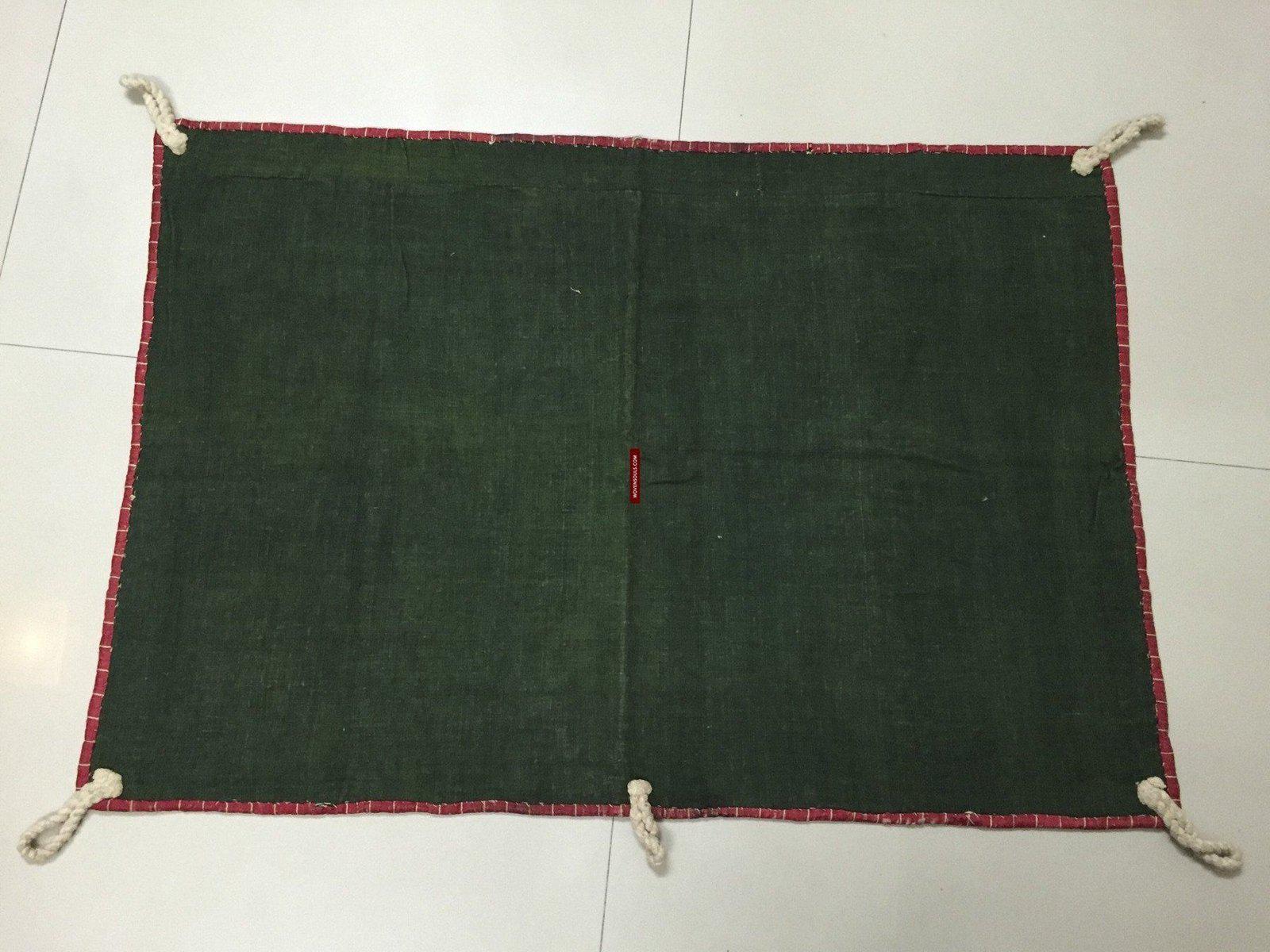 1020 Vintage Ghodiyu Wiege Stoffhängematte mit grüner Rückseite-WOVENSOULS-Antike-Vintage-Textilien-Kunst-Dekor