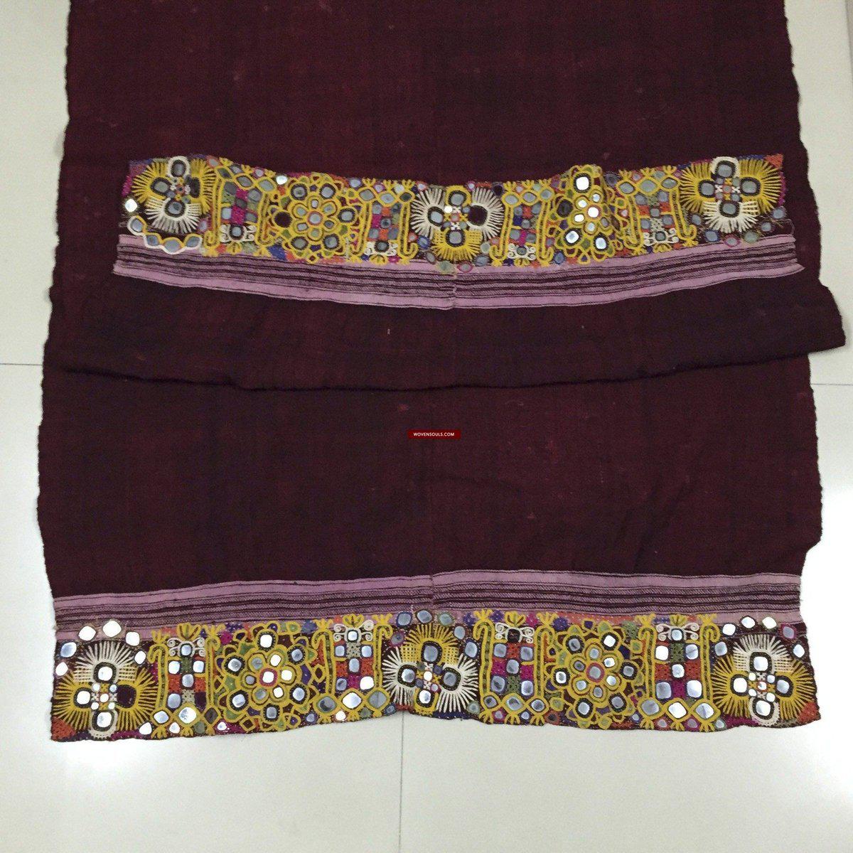1025 Vintage Indian Maroon Dhabli Wool Shawl - Kutch-WOVENSOULS-Antique-Vintage-Textiles-Art-Decor