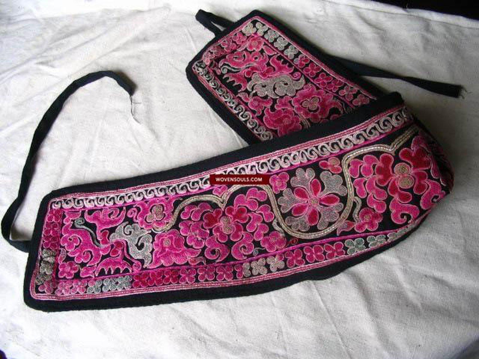 1026 Old Chinese Ethnic Minority Embroidery Belt-WOVENSOULS-Antique-Vintage-Textiles-Art-Decor