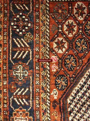 103 SOLD Qashqai Nieriz Rug - Star Lattice & Fishbone White Field with Animals - Gallery 2-WOVENSOULS-Antique-Vintage-Textiles-Art-Decor