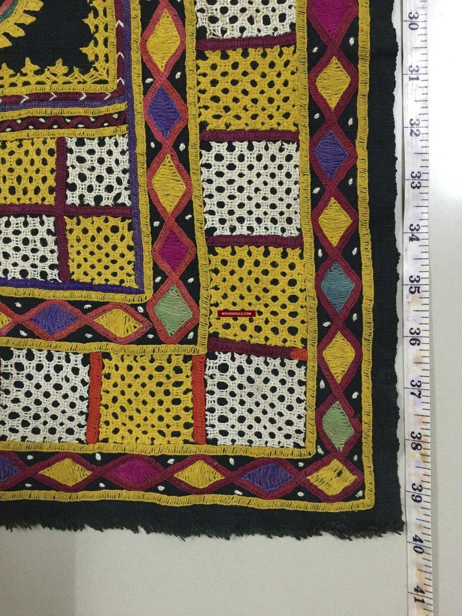 1030 Vintage Ghodiyu Wiege Tuch Stickerei Meisterwerk-WOVENSOULS-Antike-Vintage-Textilien-Kunst-Dekor