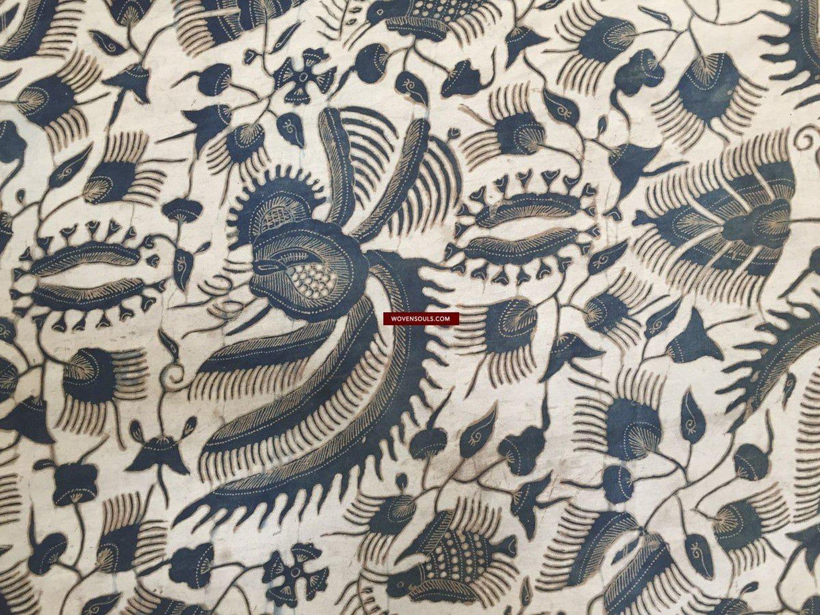 1033 Antique Java Batik Art on Silk Shawl - WOVENSOULS Antique Textiles ...