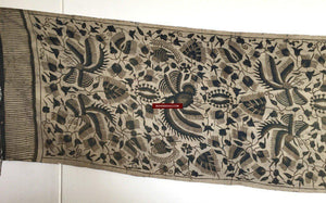 1033 Antique Java Batik Art on Silk Shawl Stole-WOVENSOULS-Antique-Vintage-Textiles-Art-Decor