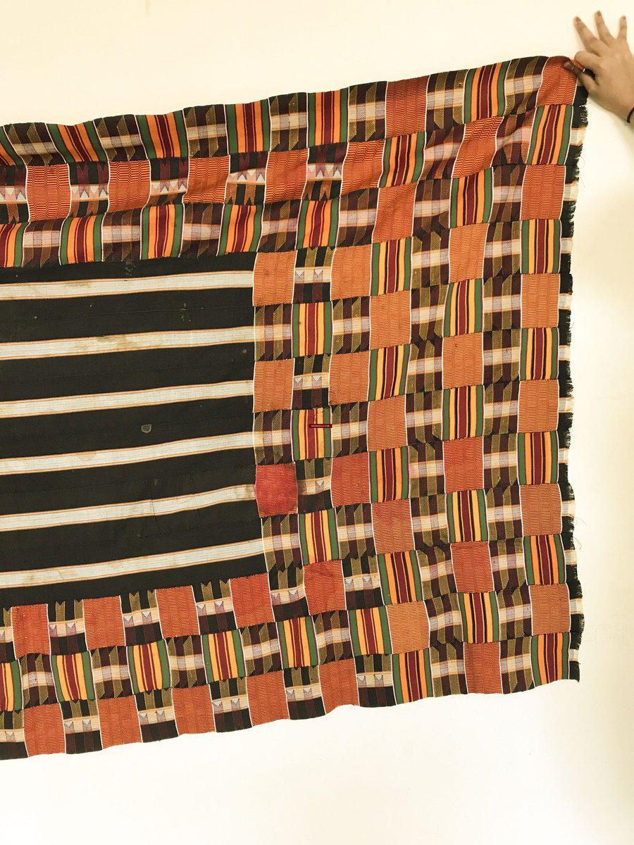 Old African Kente handwoven cloth Ghana Ashanti Art textile