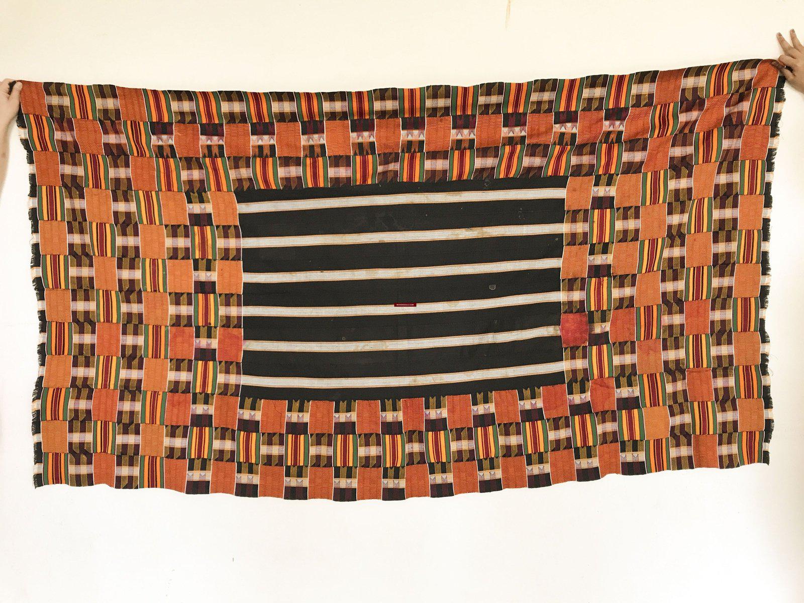 1034 Fabulous Old Kente Cloth - African Textile Art-WOVENSOULS-Antique-Vintage-Textiles-Art-Decor