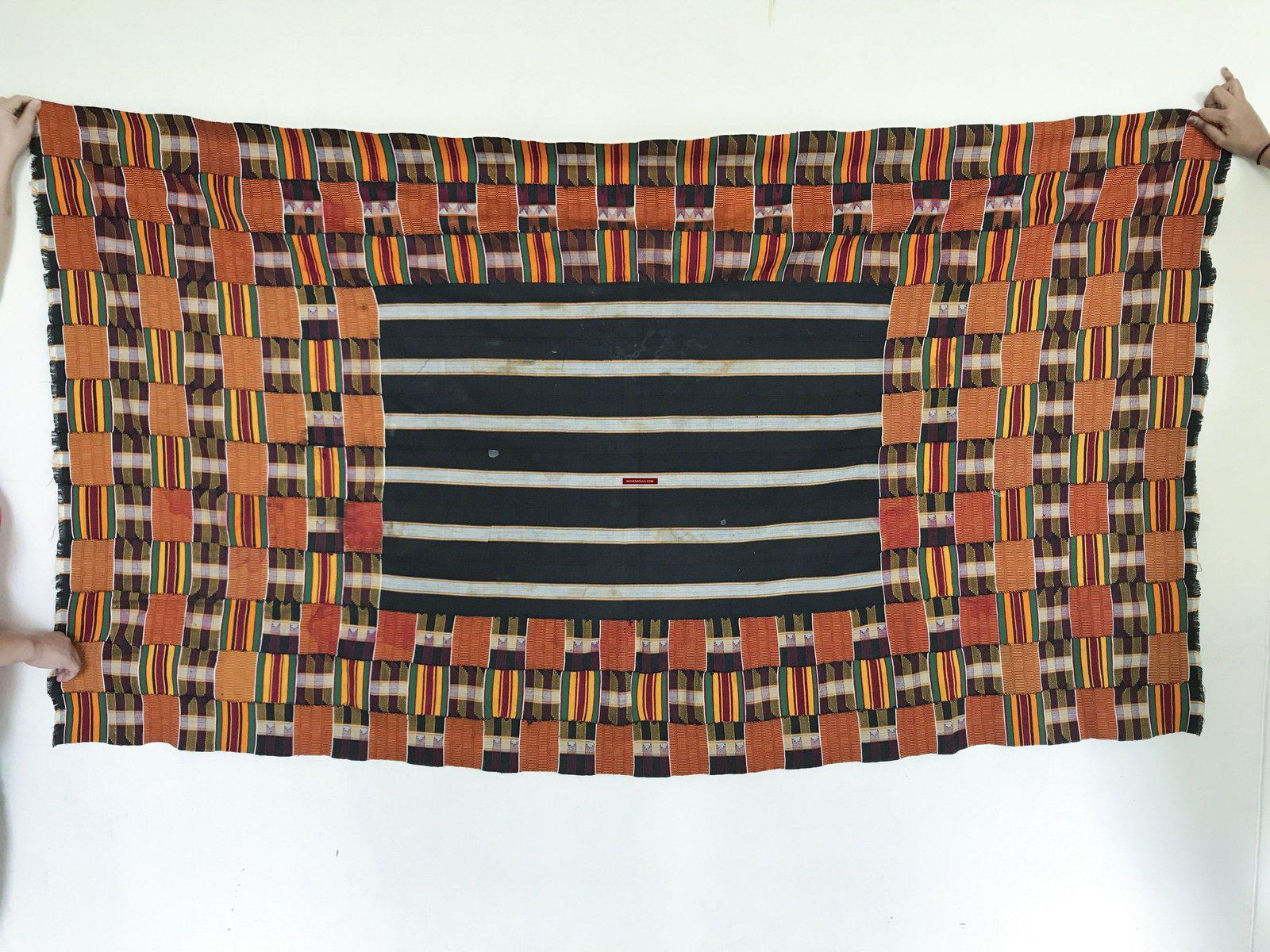 1034 Fabulous Old Kente Cloth - African Textile Art-WOVENSOULS-Antique-Vintage-Textiles-Art-Decor