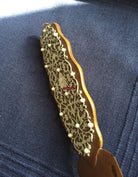 1036 Old Decorated Sandal Wood Page Turner Paper Cutter-WOVENSOULS-Antique-Vintage-Textiles-Art-Decor