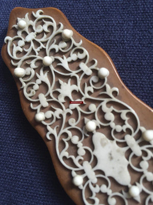 1036 Old Decorated Sandal Wood Page Turner Paper Cutter-WOVENSOULS-Antique-Vintage-Textiles-Art-Decor
