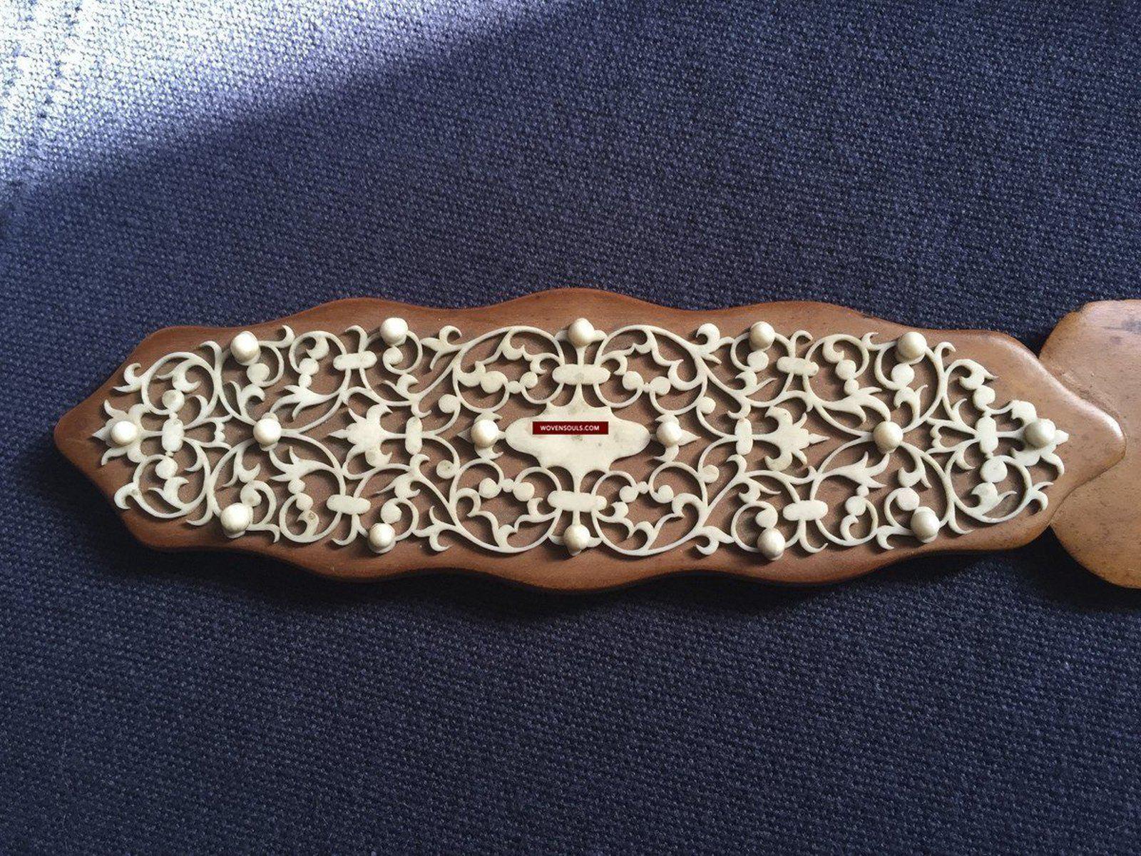 1036 Old Decorated Sandal Wood Page Turner Paper Cutter-WOVENSOULS-Antique-Vintage-Textiles-Art-Decor