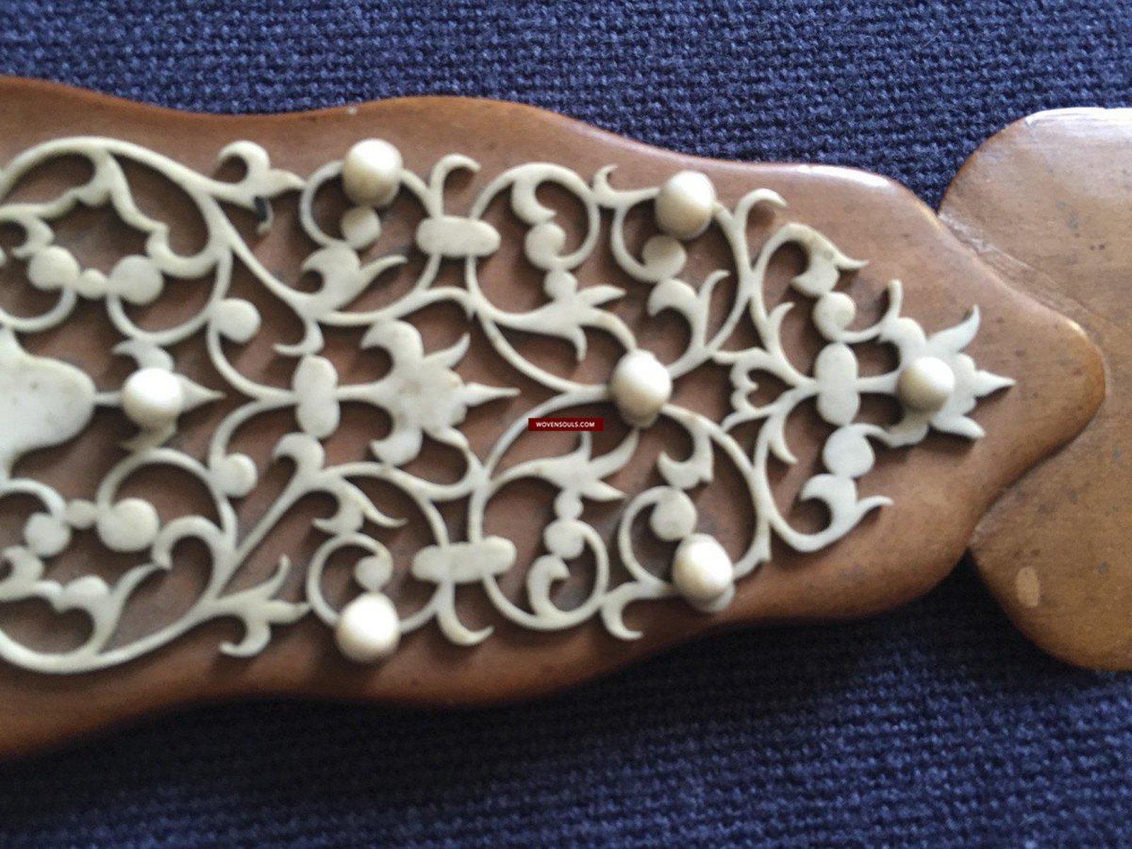 1036 Old Decorated Sandal Wood Page Turner Paper Cutter-WOVENSOULS-Antique-Vintage-Textiles-Art-Decor