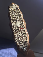 1036 Old Decorated Sandal Wood Page Turner Paper Cutter-WOVENSOULS-Antique-Vintage-Textiles-Art-Decor