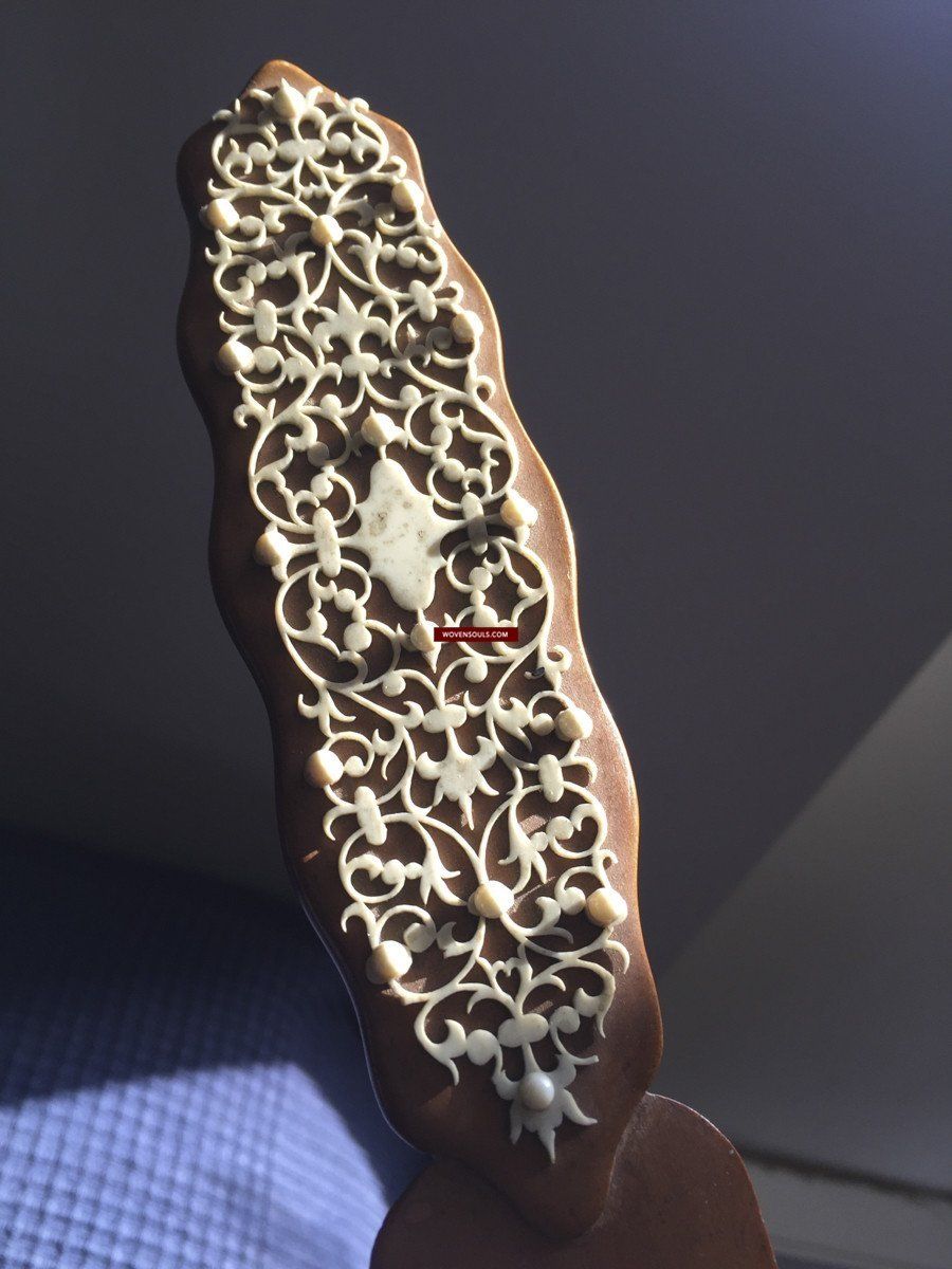 1036 Old Decorated Sandal Wood Page Turner Paper Cutter-WOVENSOULS-Antique-Vintage-Textiles-Art-Decor