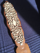 1036 Old Decorated Sandal Wood Page Turner Paper Cutter-WOVENSOULS-Antique-Vintage-Textiles-Art-Decor