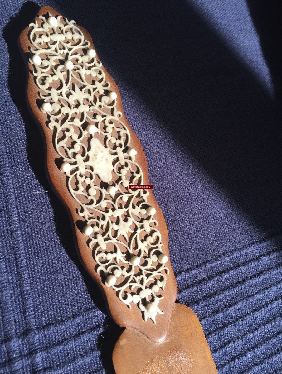 1036 Old Decorated Sandal Wood Page Turner Paper Cutter-WOVENSOULS-Antique-Vintage-Textiles-Art-Decor
