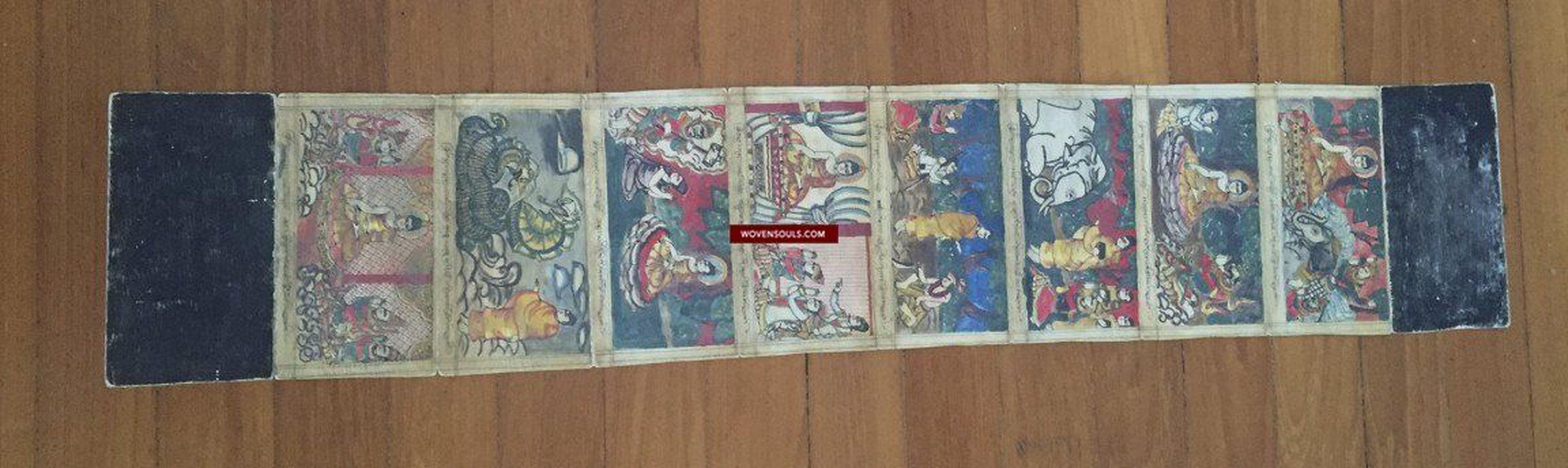 1037 VERKAUFT Vintage Myanmar buddhistisches Volksmanuskript mit Gemälden-WOVENSOULS-Antike-Vintage-Textilien-Kunst-Dekor