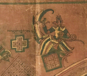1042 Antique Myanmar Mandala Astrological Calendar Painting-WOVENSOULS-Antique-Vintage-Textiles-Art-Decor