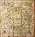 1044 Rare Unusual Antique Myanmar Mandala Spirit Cloth Painting - Astrological Calendar-WOVENSOULS-Antique-Vintage-Textiles-Art-Decor