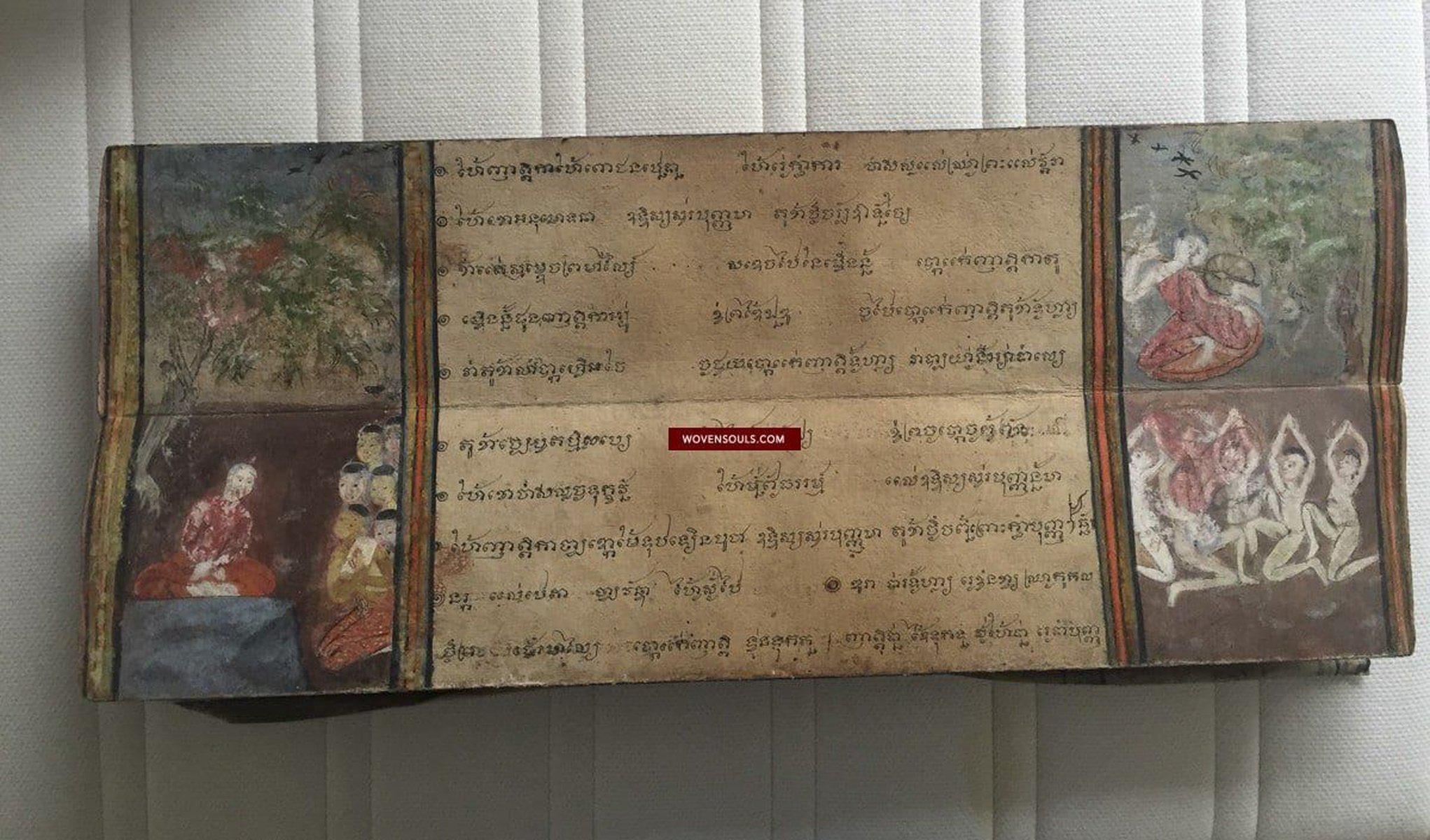 1045 Illuminated Buddhist Thai Manuscript Phra Malai with Paintings - 1800s-WOVENSOULS-Antique-Vintage-Textiles-Art-Decor