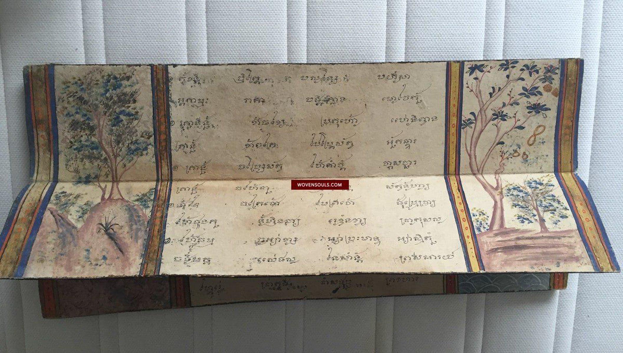 1045 Illuminated Buddhist Thai Manuscript Phra Malai with Paintings - 1800s-WOVENSOULS-Antique-Vintage-Textiles-Art-Decor