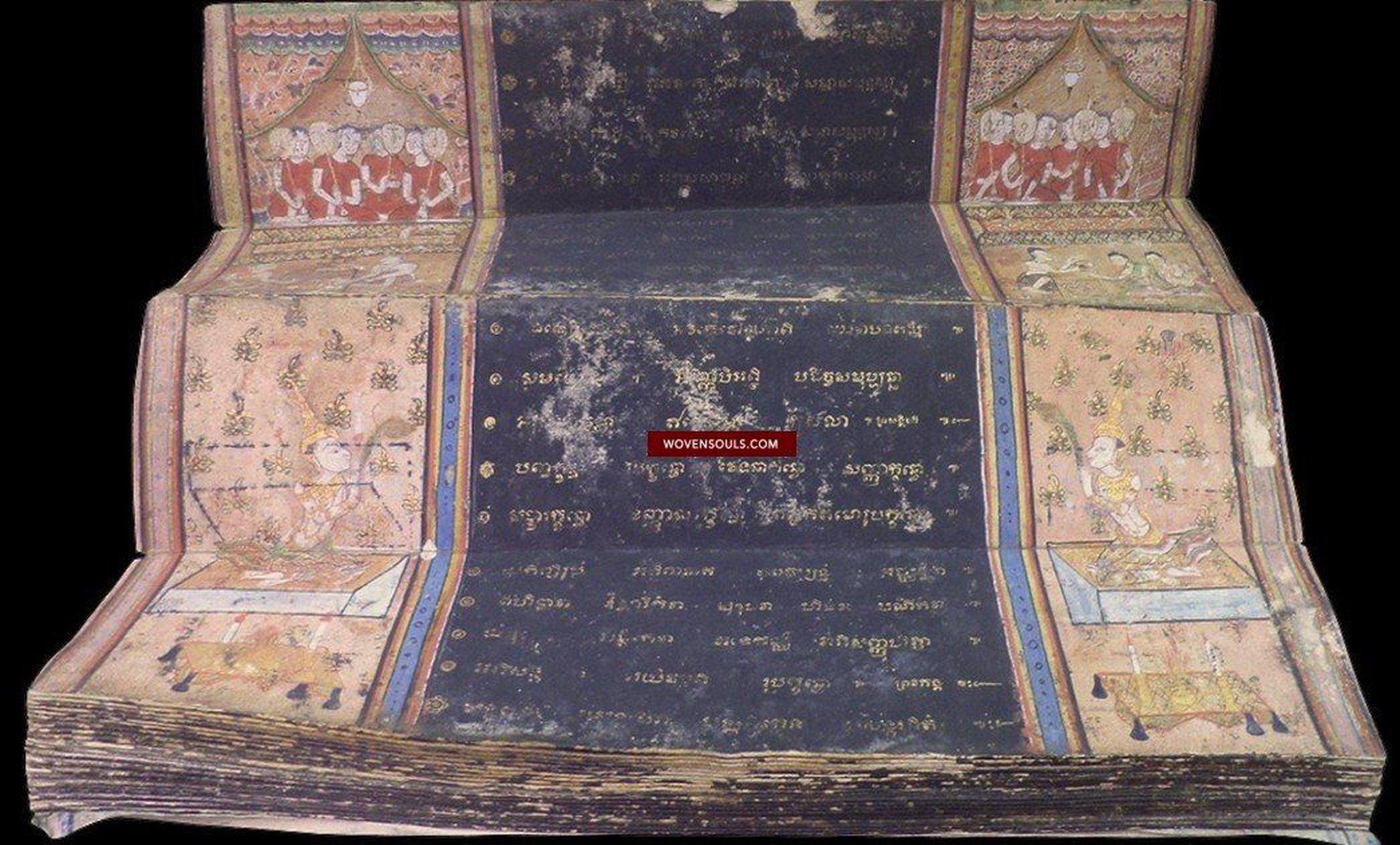 1045 Illuminated Buddhist Thai Manuscript Phra Malai with Paintings - 1800s-WOVENSOULS-Antique-Vintage-Textiles-Art-Decor