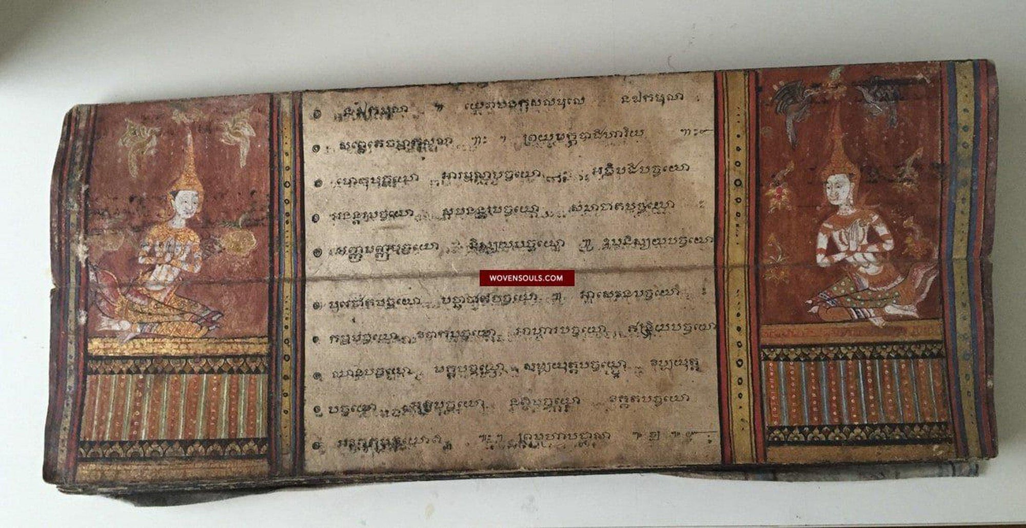 1045 Illuminated Buddhist Thai Manuscript Phra Malai with Paintings - 1800s-WOVENSOULS-Antique-Vintage-Textiles-Art-Decor