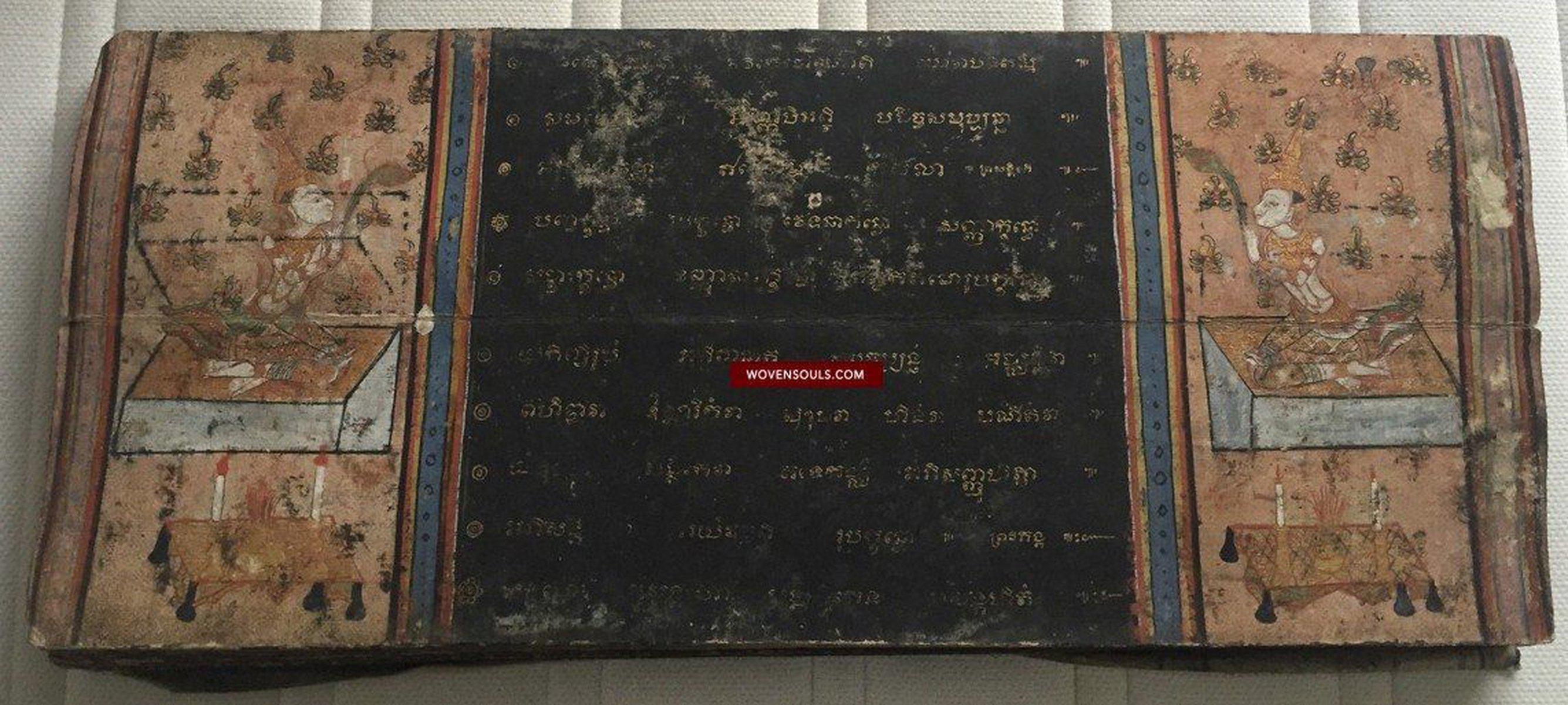 1045 Illuminated Buddhist Thai Manuscript Phra Malai with Paintings - 1800s-WOVENSOULS-Antique-Vintage-Textiles-Art-Decor