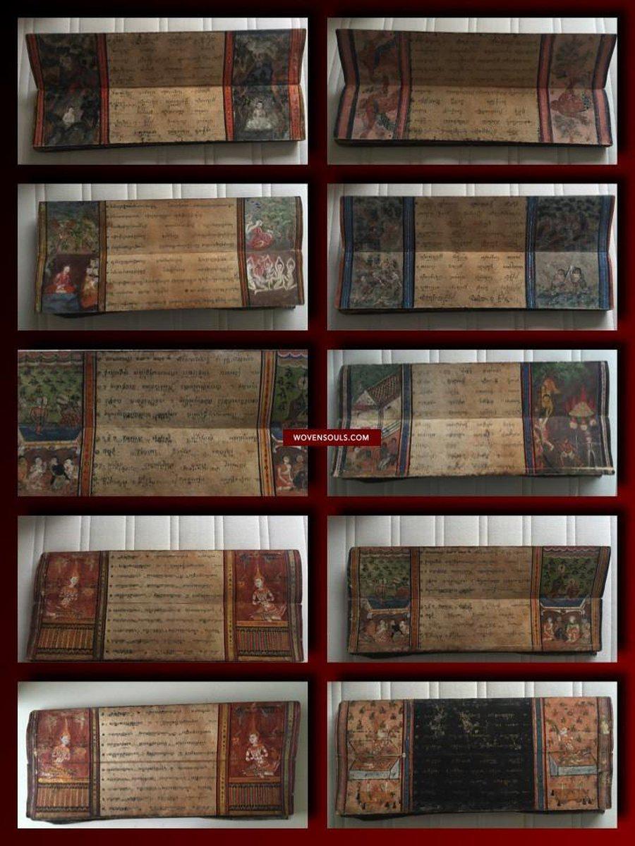 1045 Illuminated Buddhist Thai Manuscript Phra Malai with Paintings - 1800s-WOVENSOULS-Antique-Vintage-Textiles-Art-Decor