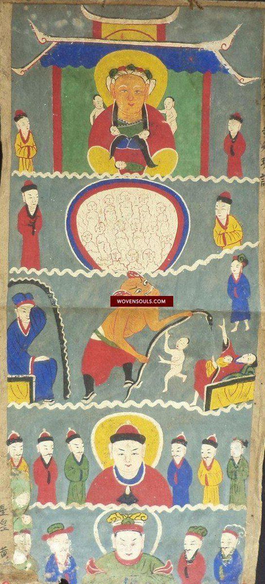 1047 Rare Ceremonial Yao Painting Scroll-WOVENSOULS-Antique-Vintage-Textiles-Art-Decor