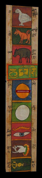 1051 Antique Tibetan Astrological Manuscript Scroll-WOVENSOULS-Antique-Vintage-Textiles-Art-Decor