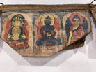 1052 Rare Antique Tibetan Buddhist Hand Painted Prayer Flag Thangka Banner - SOLD-WOVENSOULS-Antique-Vintage-Textiles-Art-Decor