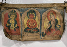 1052 Rare Antique Tibetan Buddhist Hand Painted Prayer Flag Thangka Banner - SOLD-WOVENSOULS-Antique-Vintage-Textiles-Art-Decor