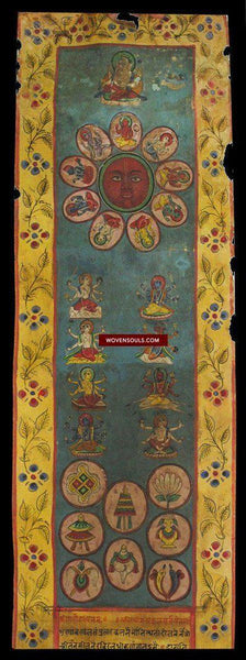 1053 Antique Astrology Scroll Sanskrit Manuscript - Janam Patri-WOVENSOULS-Antique-Vintage-Textiles-Art-Decor