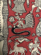 1055 Red Mata Ni Pachedi Kalamkari Painting-WOVENSOULS-Antique-Vintage-Textiles-Art-Decor