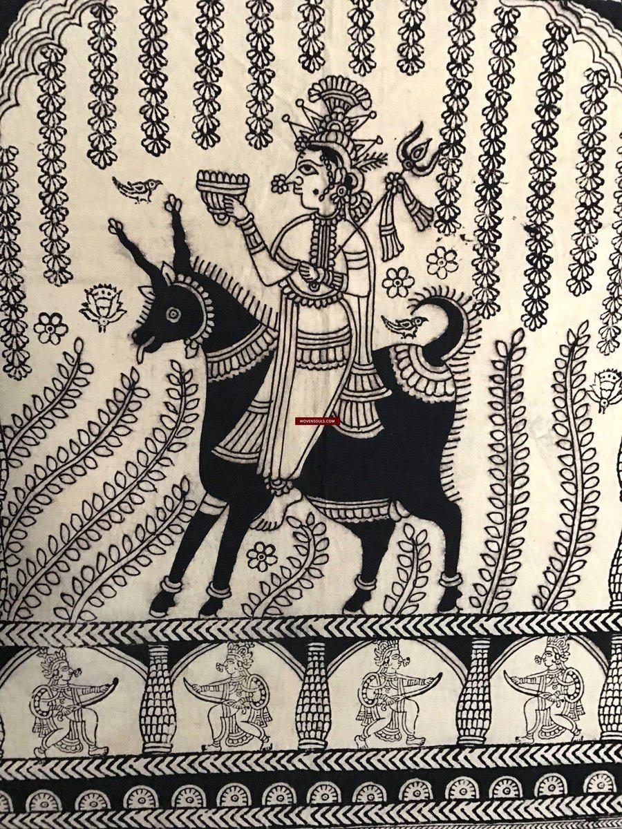 1055 Red Mata Ni Pachedi Kalamkari Painting-WOVENSOULS-Antique-Vintage-Textiles-Art-Decor