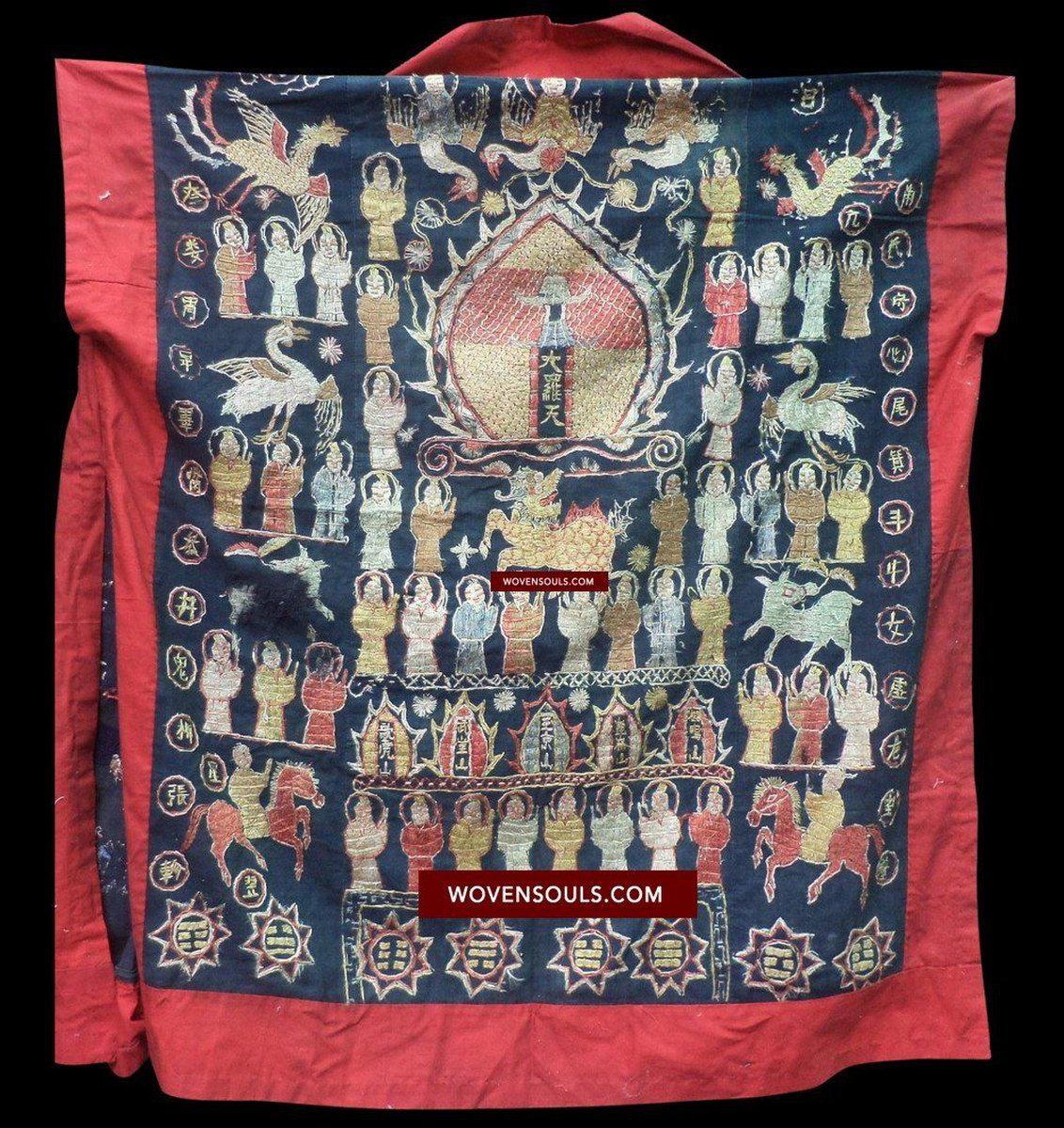 1059 Antique Yao Shaman Dragon Robe-WOVENSOULS-Antique-Vintage-Textiles-Art-Decor