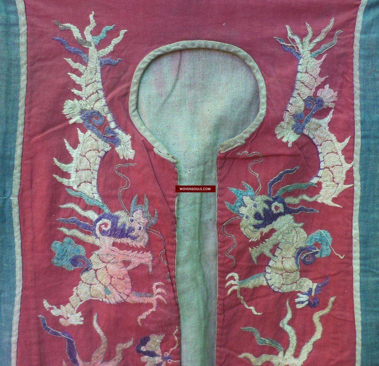 1060 Antique Embroidered Yao Shaman Robe-WOVENSOULS-Antique-Vintage-Textiles-Art-Decor