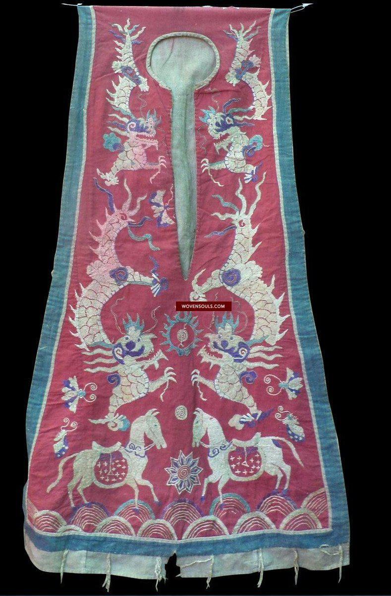 1060 Antique Embroidered Yao Shaman Robe-WOVENSOULS-Antique-Vintage-Textiles-Art-Decor