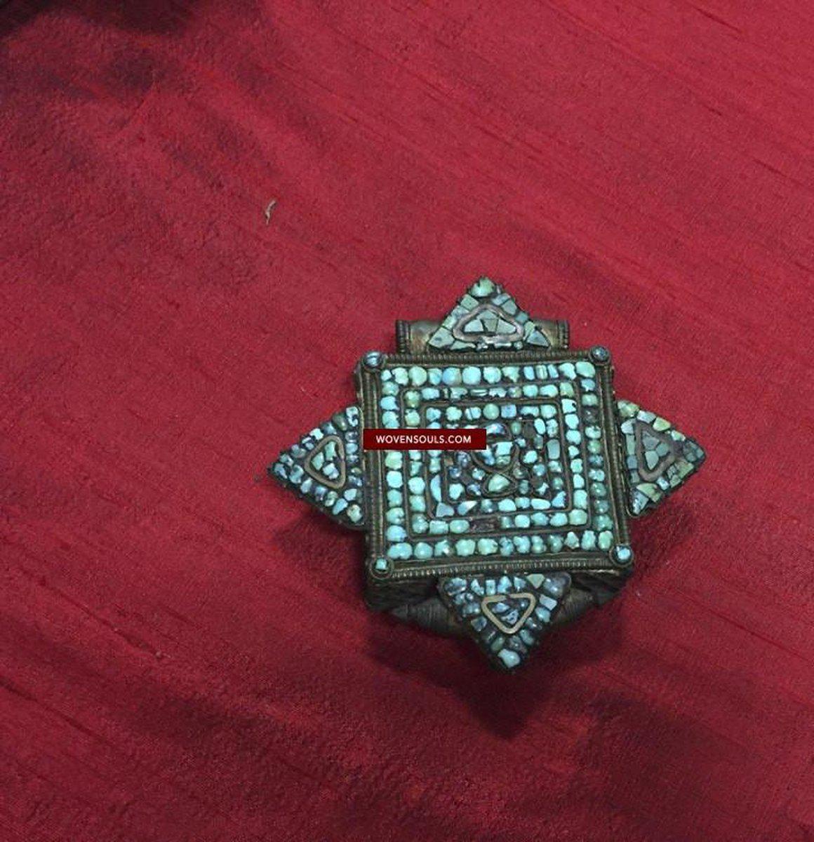 1063 Old Himalayan Turquoise Encrusted Ghau-WOVENSOULS-Antique-Vintage-Textiles-Art-Decor