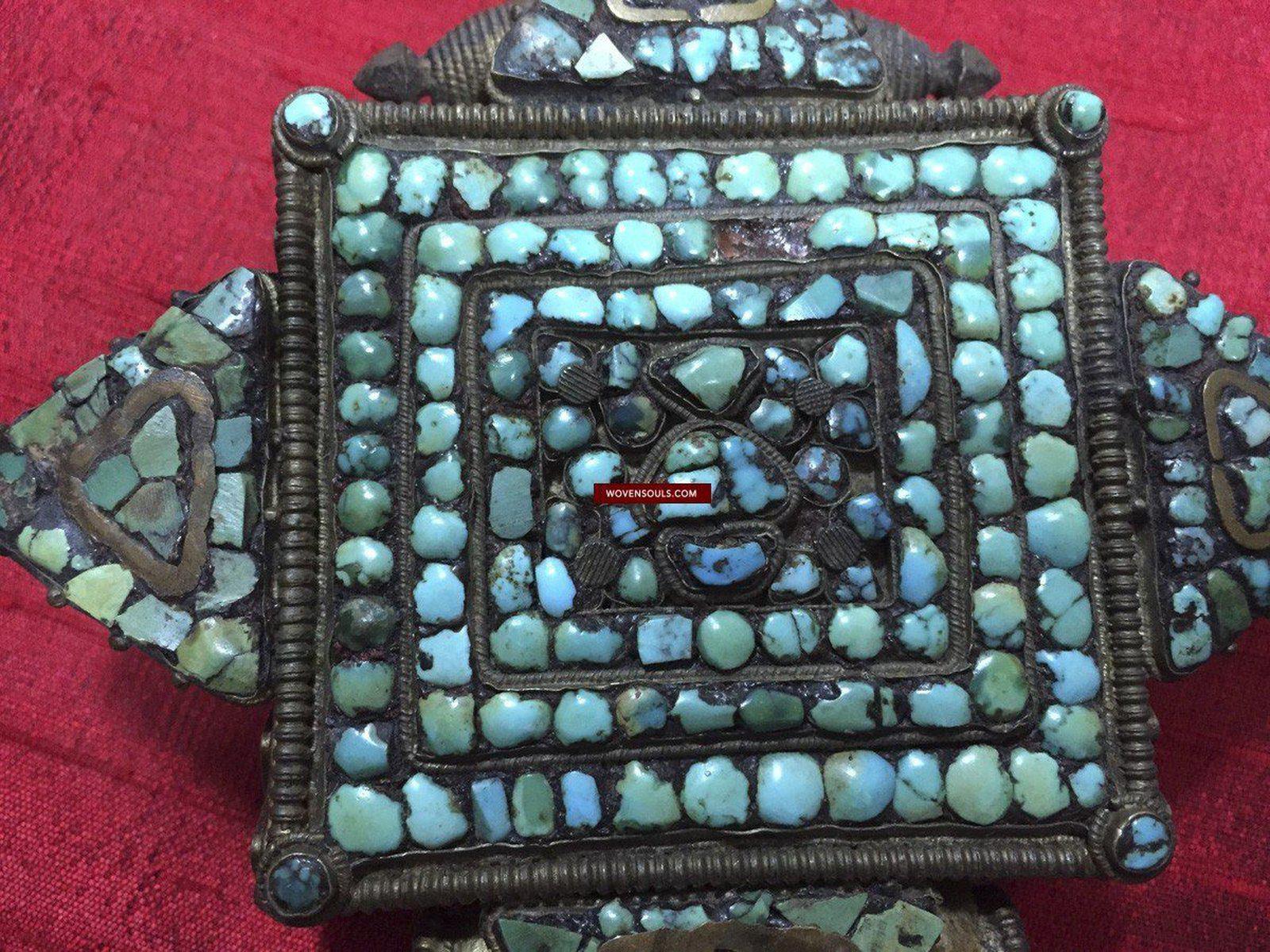 1063 Old Himalayan Turquoise Encrusted Ghau-WOVENSOULS-Antique-Vintage-Textiles-Art-Decor