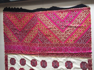1064 Antique Bridal Shawl with Likni Embroidery from Swat Valley-WOVENSOULS-Antique-Vintage-Textiles-Art-Decor