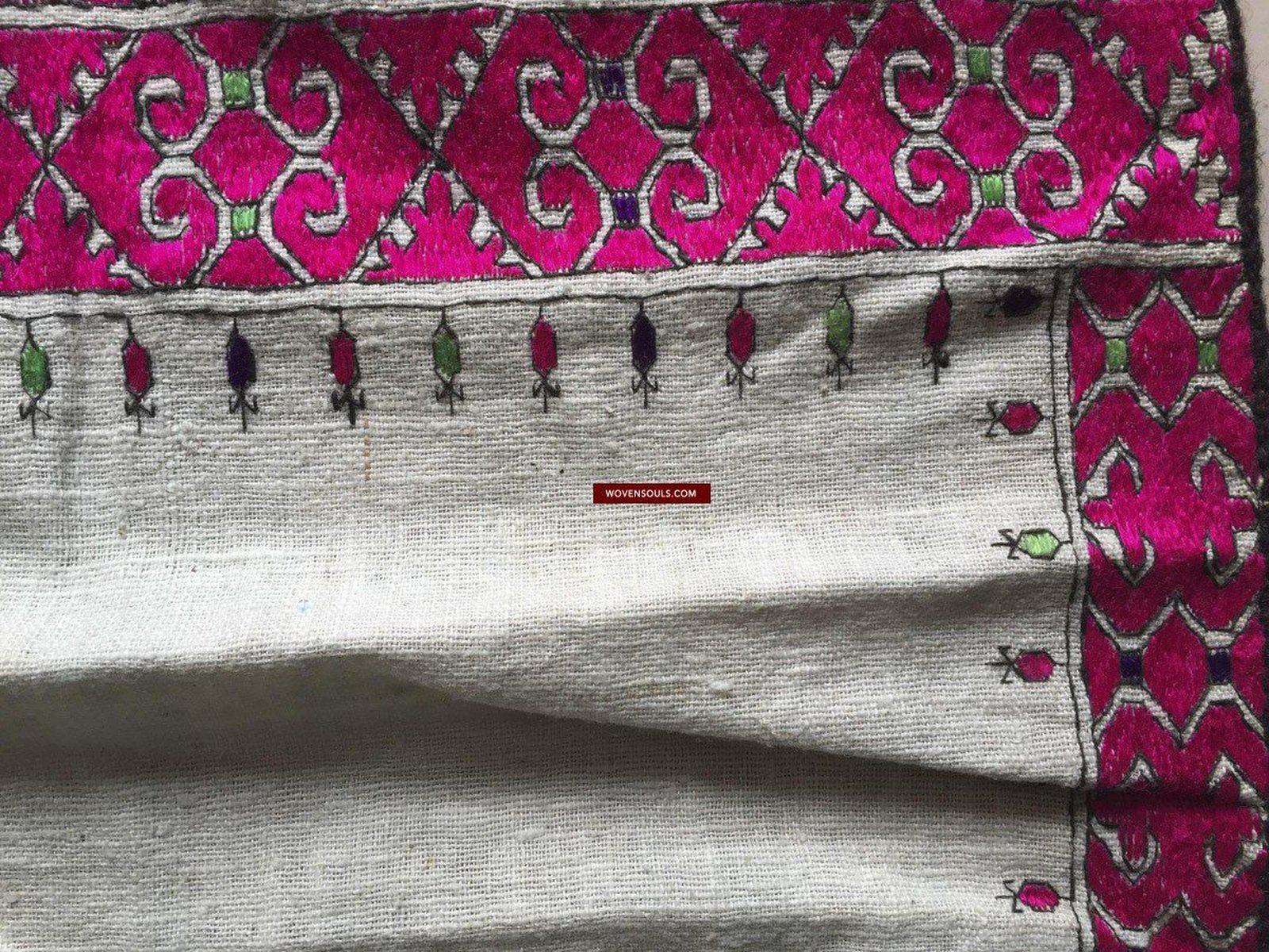 1066 Outstanding Antique Bridal Shawl from Swat Valley with Likni work-WOVENSOULS-Antique-Vintage-Textiles-Art-Decor