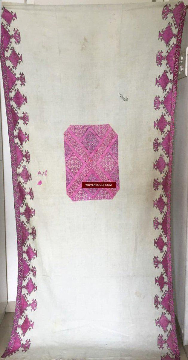 1068 Bridal Shawl from Swat Valley with Likni work-WOVENSOULS-Antique-Vintage-Textiles-Art-Decor