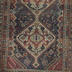 1074 Antique Qashqai Rug - as Wall Art - Gallery 2-WOVENSOULS-Antique-Vintage-Textiles-Art-Decor