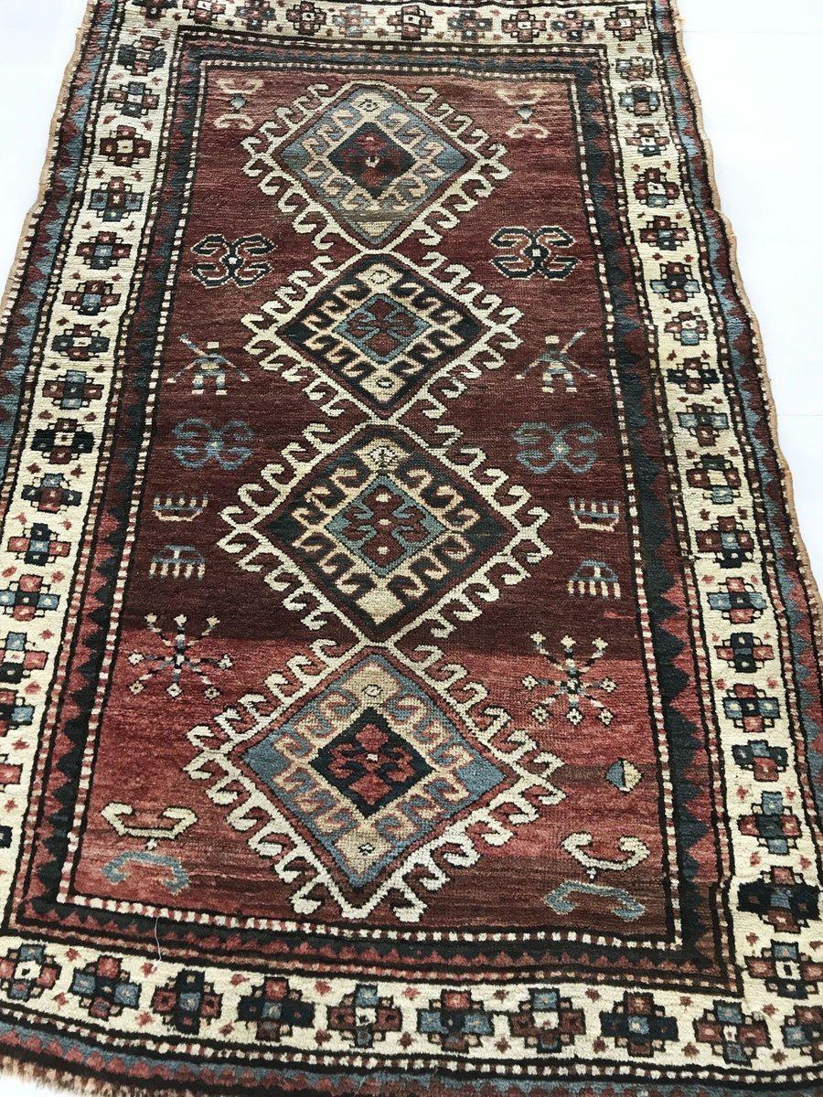 1078 Antique Kazak Village Rug with Human Motifs-WOVENSOULS-Antique-Vintage-Textiles-Art-Decor