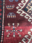 1078 Antique Kazak Village Rug with Human Motifs-WOVENSOULS-Antique-Vintage-Textiles-Art-Decor