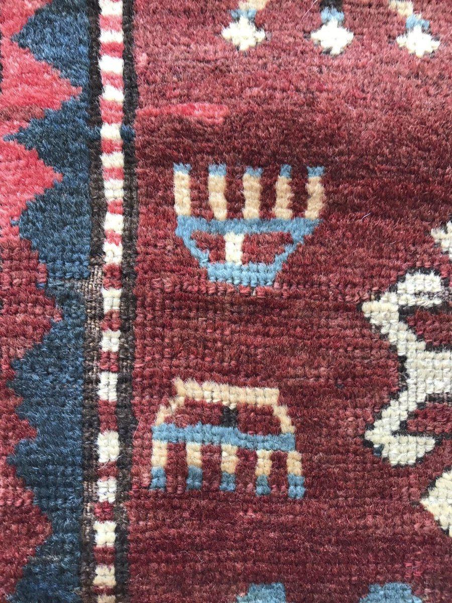 1078 Antique Kazak Village Rug with Human Motifs-WOVENSOULS-Antique-Vintage-Textiles-Art-Decor